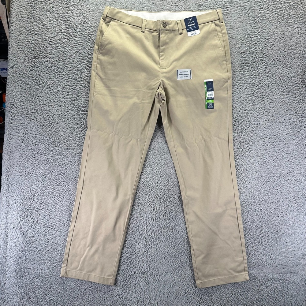 George Pant Mens 38x32 Beige Cotton Chino Straight Preppy Career Office Stretch